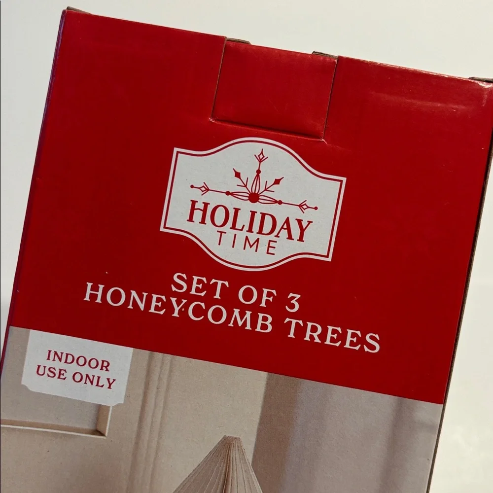 Holiday Time Paper Christmas Tree White Decorations 3 Count